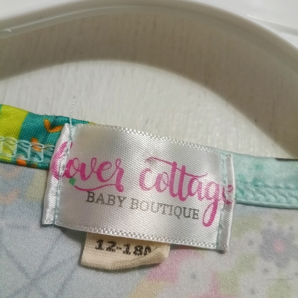 Colorful Kids Matching Set Clover Cottage Hot Air Balloon Boutique Outfit 3-6 Mo - Picture 3 of 4